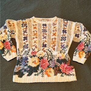 Vintage Floral Knit Sweater Size Medium